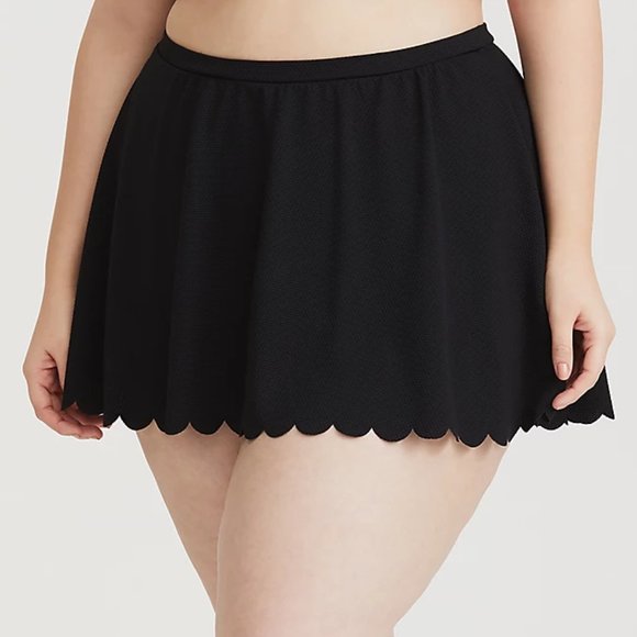 Torrid Black Scalloped Swim Skater Skirt